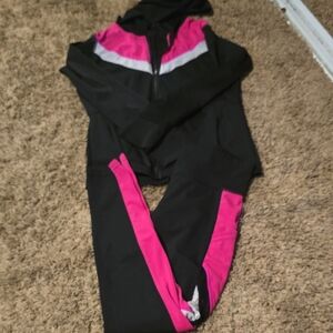 Black and Pink Hooded Tracksuit